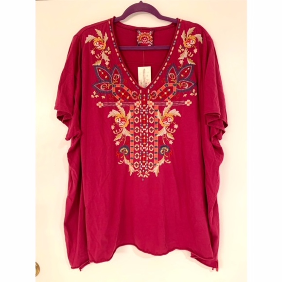 NWT JOHNNY WAS SALOME DRAPE EMBROIDERED TOP - Picture 4 of 10